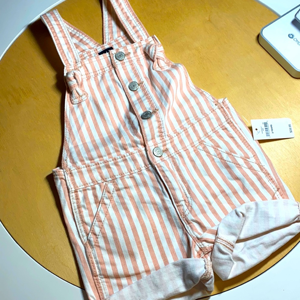 Baby gap button up knot striped Shortalls